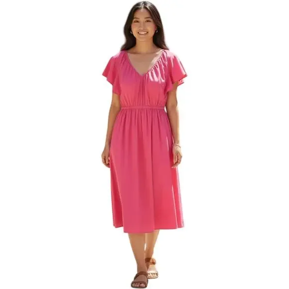 ANN TAYLOR Pink Flutter Sleeve Maxi Dress 12 🌸 - Picture 8 of 8
